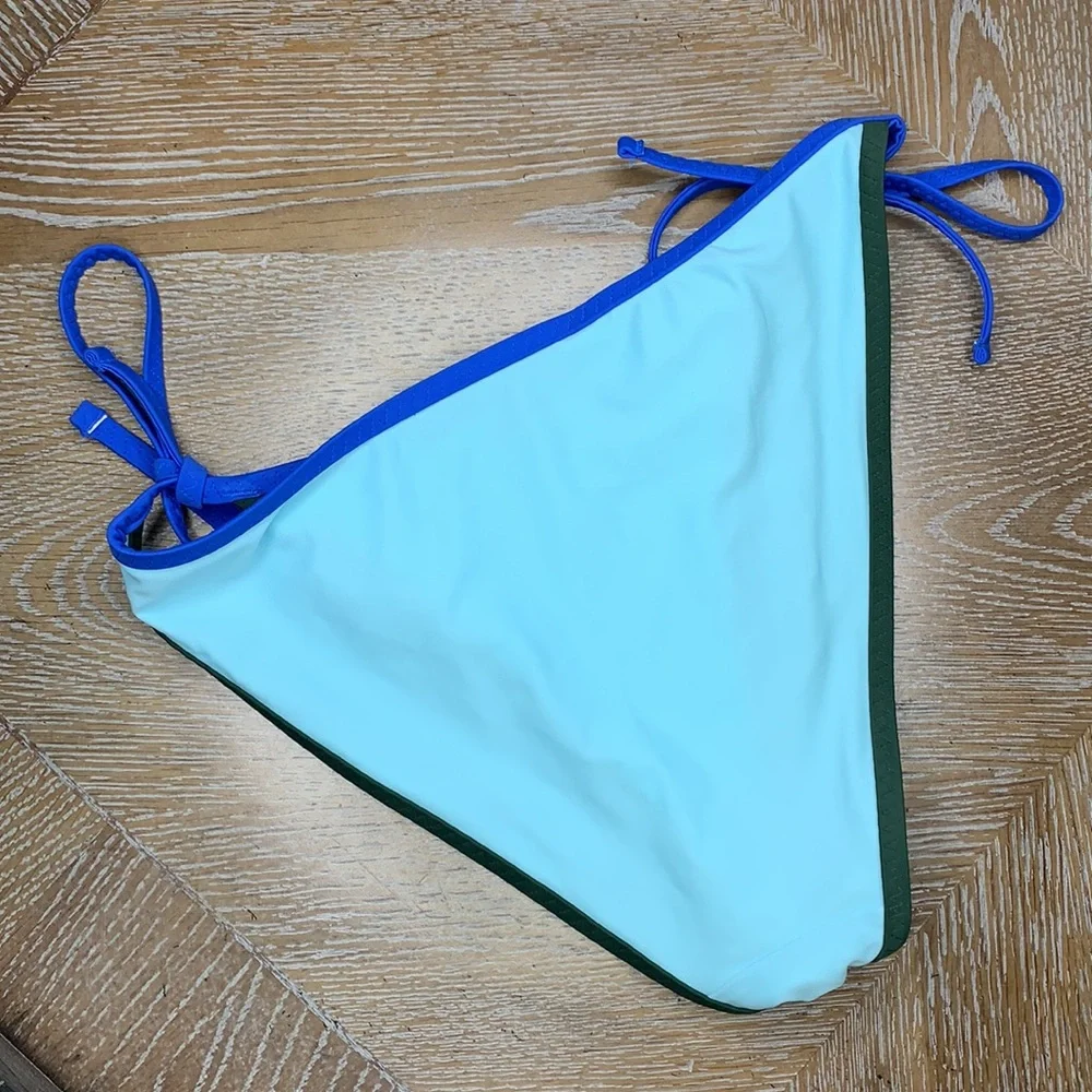 AERIE Blue Green Cheeky Side Tie Bikini Bottom